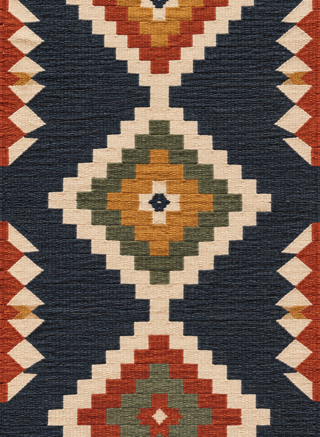 Flat-woven wool texture of the kilim runner