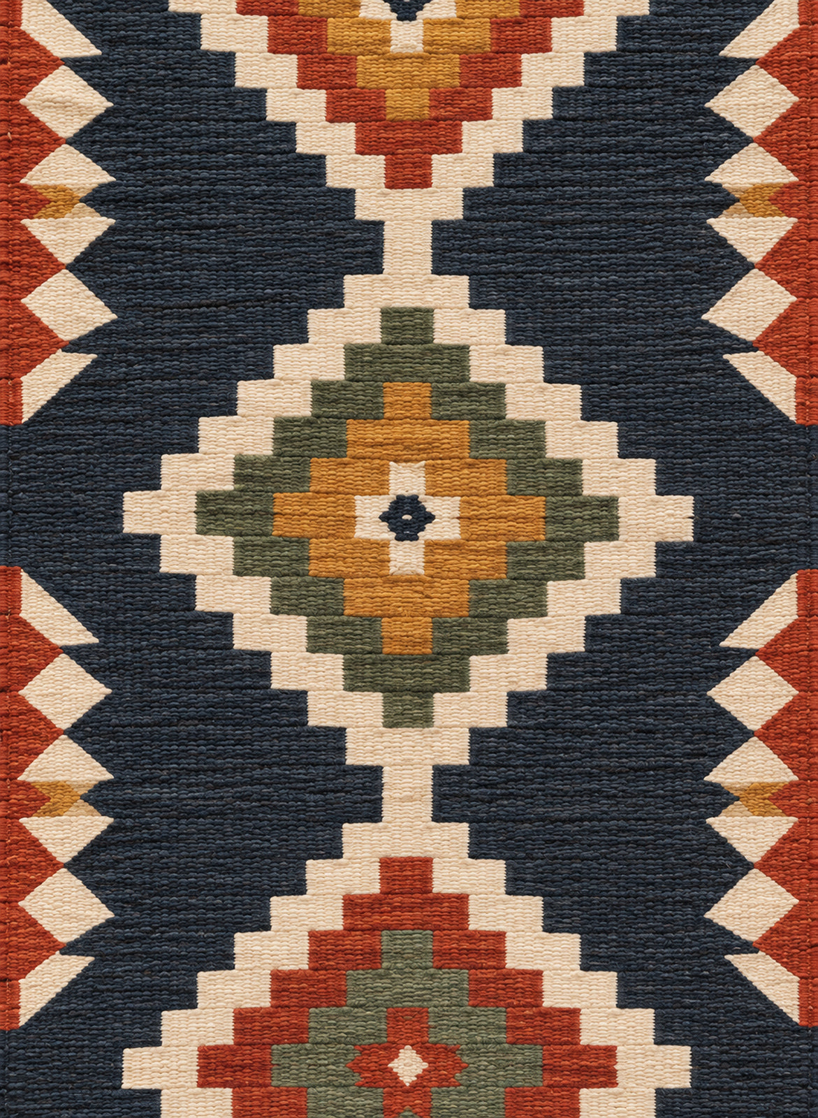 Flat-woven wool texture of the kilim runner