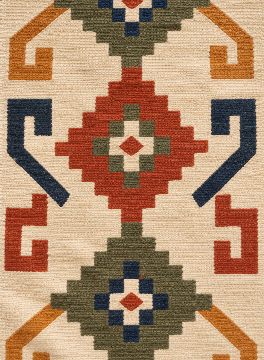 Flat-woven wool texture of the kilim runner