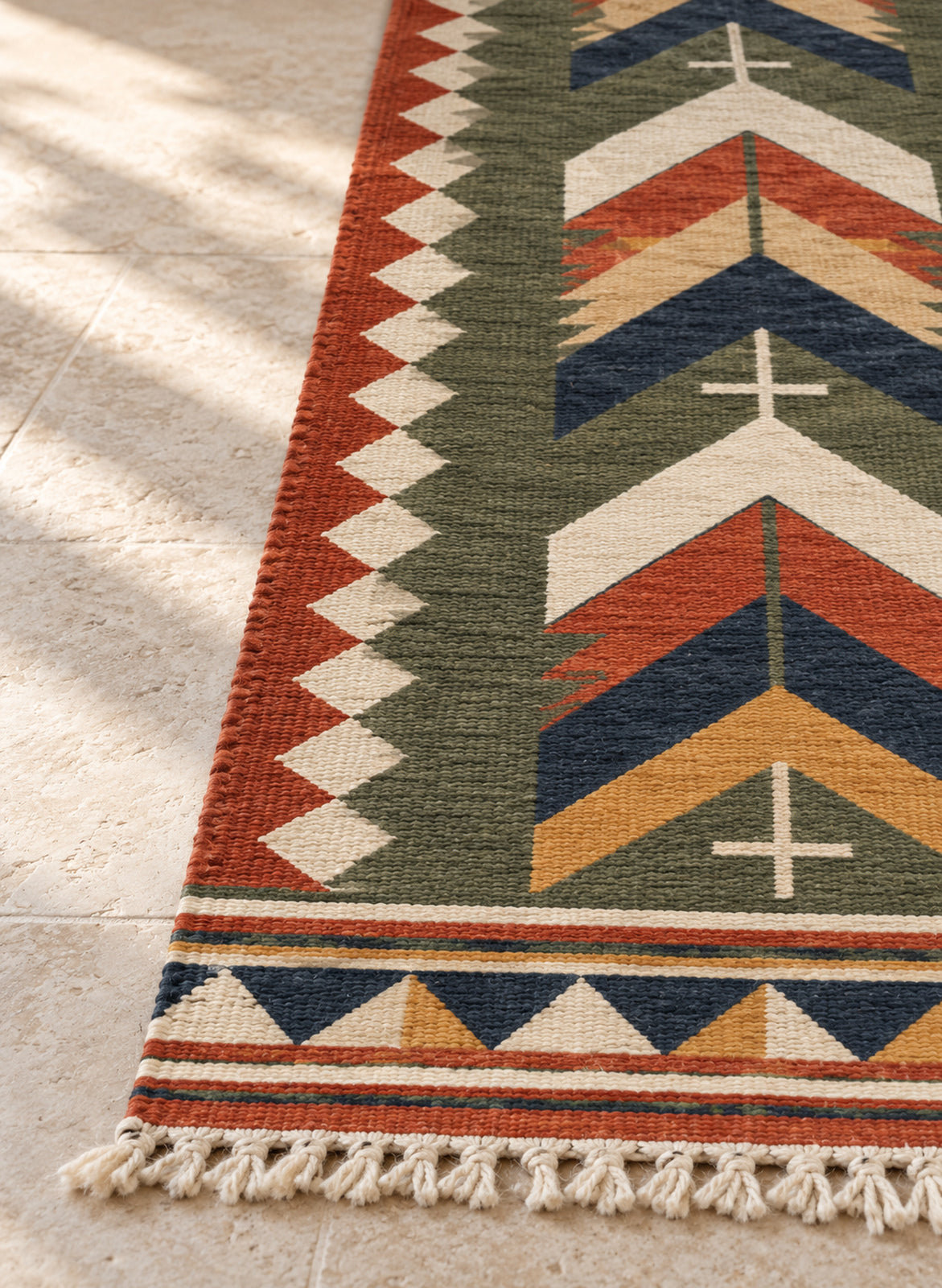 Fringe detail of the kilim runner