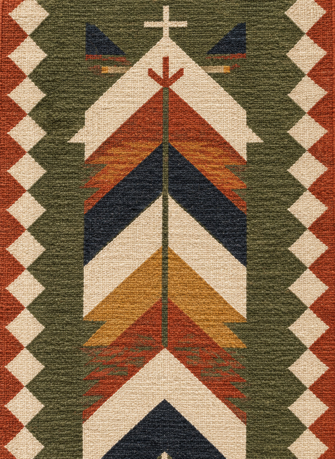 Flat-woven wool texture of the kilim runner