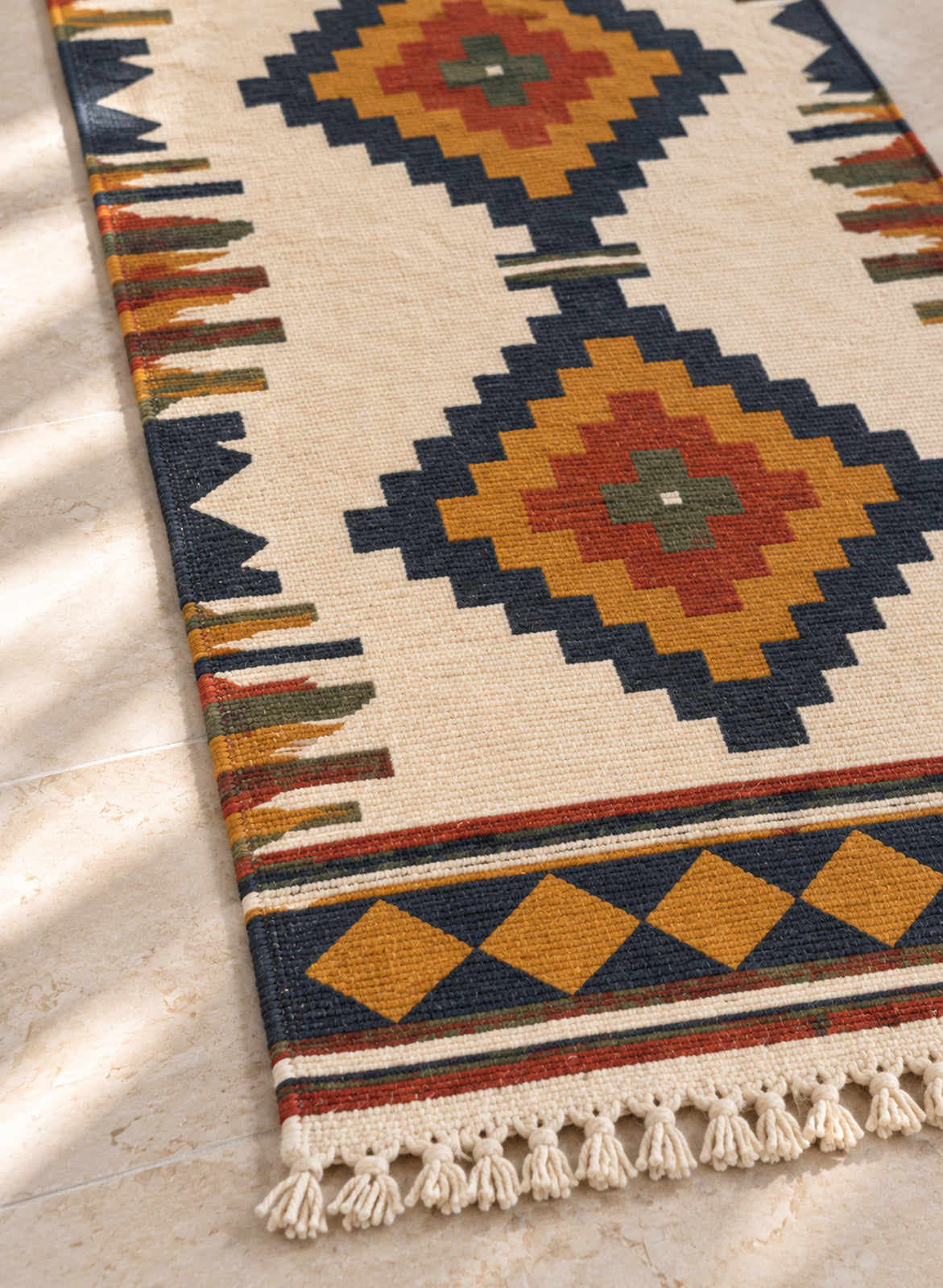 Fringe detail of the kilim runner