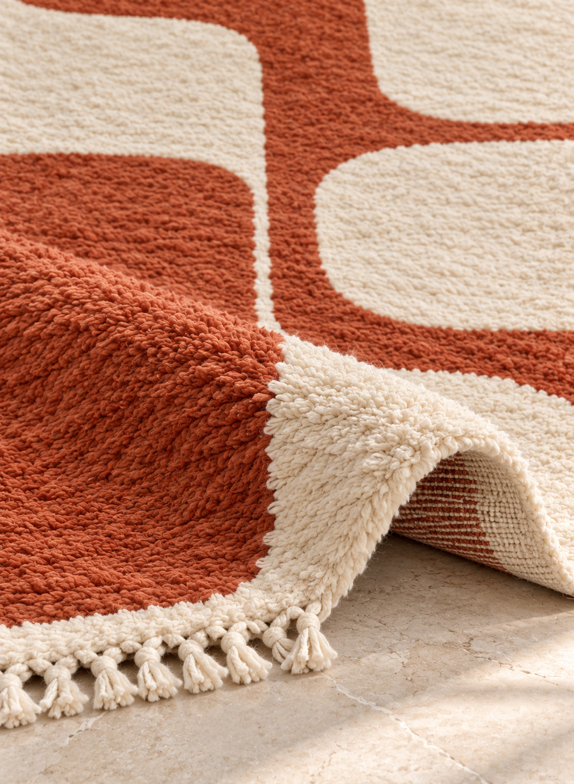 Mrirt rug model 02, folded to show the pile
