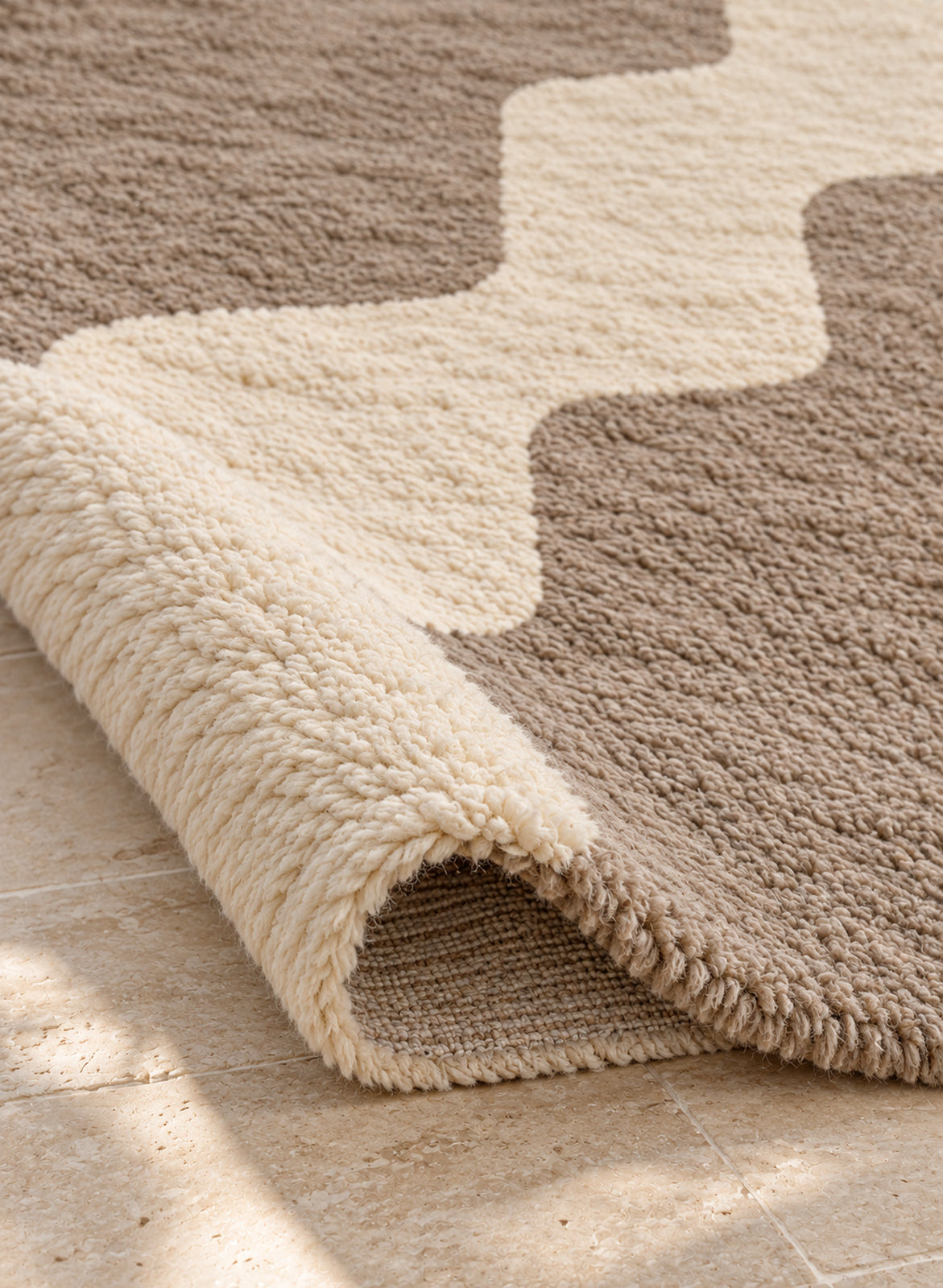 Mrirt rug model 08, folded to show the pile