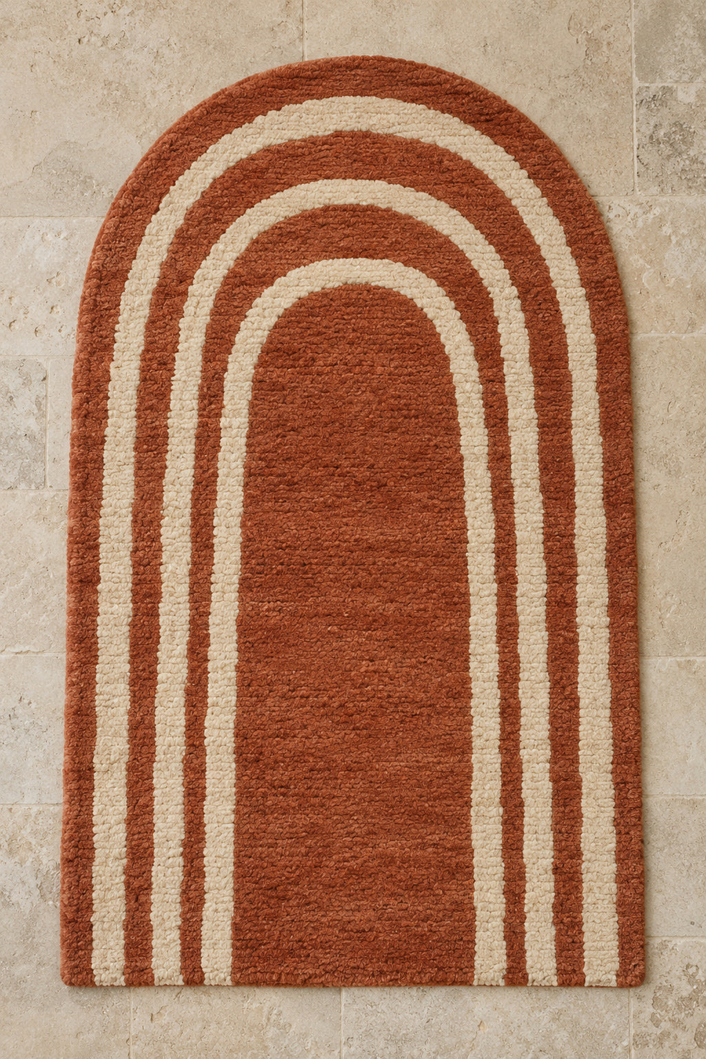 Handmade Beni Ourain arch rug model TF-04, full view