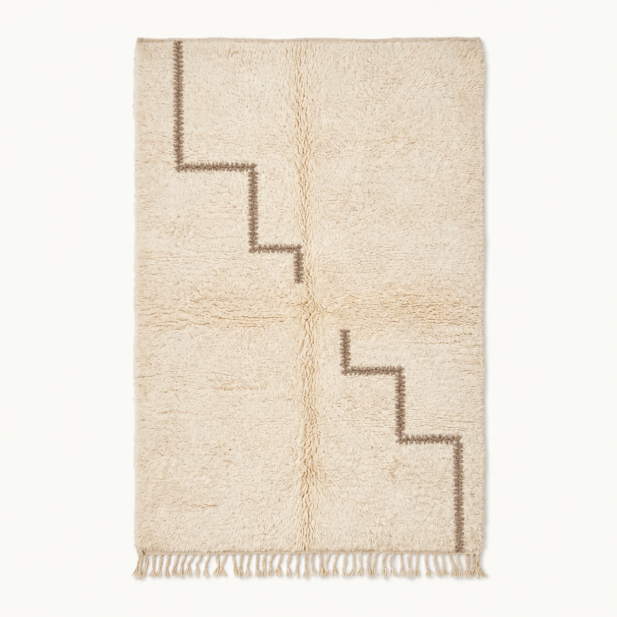 Tapis Azilal ivoire aux chemins taupe