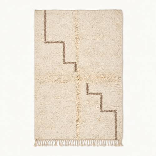 Tapis Azilal ivoire aux chemins taupe