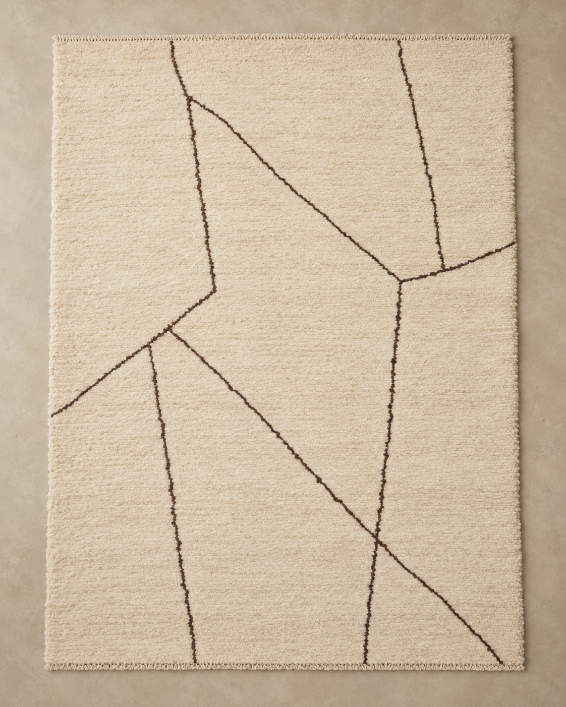 Tapis Beni Ourain écru aux lignes brunes