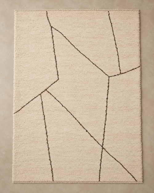 Tapis Beni Ourain écru aux lignes brunes